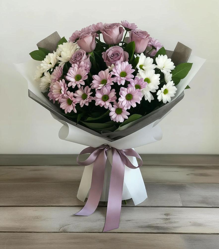 Букет цветов из: Хризантемы и Розы в Михайловском Республика Северная Осетия - Алания