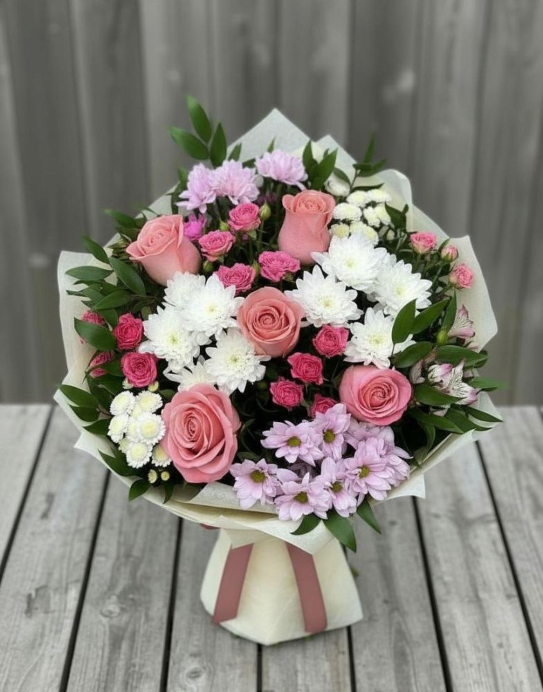 Букет цветов из: Альстромерии, Гвоздики, Розы и Хризантемы в Михайловском Республика Северная Осетия - Алания