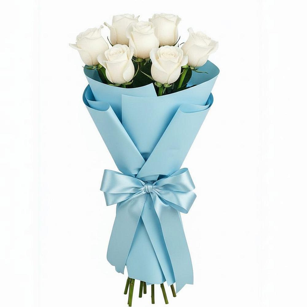 Букет 7 белых роз Проуд в Михайловском Республика Северная Осетия - Алания