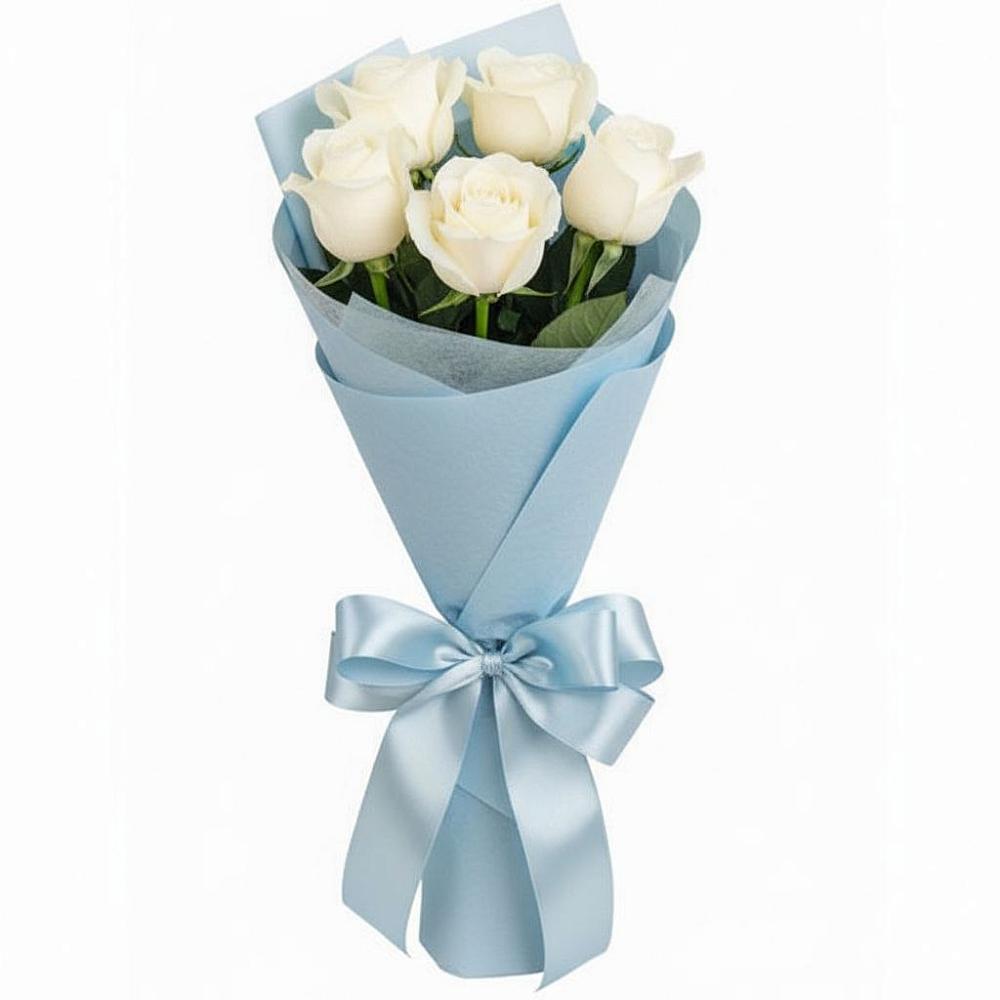 Букет 5 Белых роз Проуд в Михайловском Республика Северная Осетия - Алания