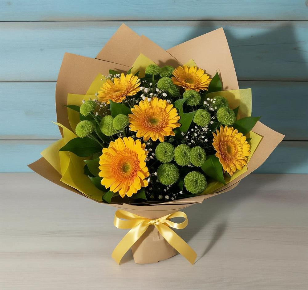 Букет цветов из: Герберы и Хризантемы в Михайловском Республика Северная Осетия - Алания