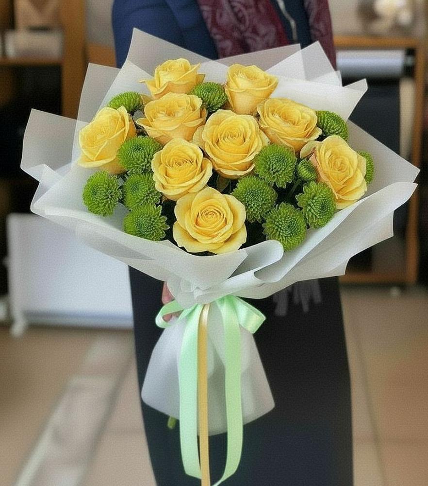 Букет цветов из: Хризантемы и Розы в Михайловском Республика Северная Осетия - Алания