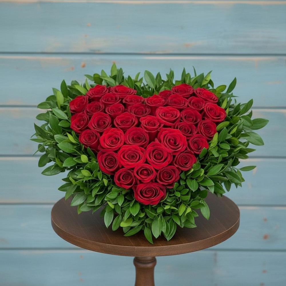 Цветочная композиция из Розы в виде сердца в Михайловском Республика Северная Осетия - Алания