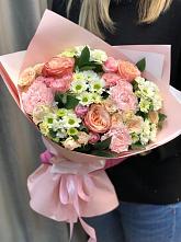 Букет нежные объятья в Михайловском Республика Северная Осетия - Алания Букет цветов из: Гвоздики, Розы и Хризантемы в Михайловском Республика Северная Осетия - Алания