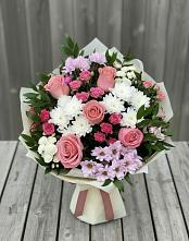 Букет цветов из:  Альстромерии, Гвоздики, Розы и Хризантемы в Михайловском Республика Северная Осетия - Алания