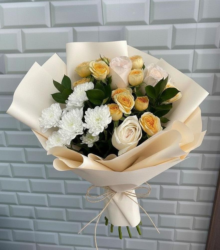 Букет цветов из: Розы и Хризантемы в Михайловском Республика Северная Осетия - Алания