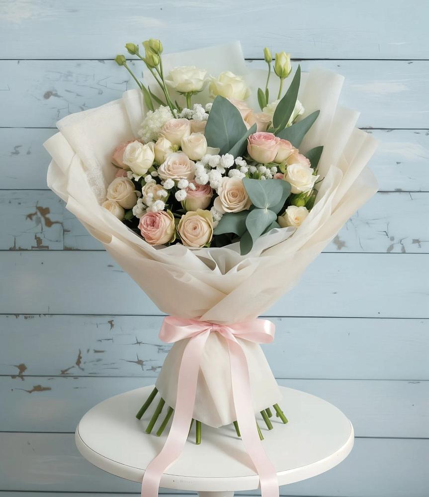 Букет цветов из: Розы и Лизиантусы в Михайловском Республика Северная Осетия - Алания