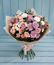 Букет цветов из:  Хризантемы, Розы и Альстромерии #REPLACE_PRED# Михайловском Республика Северная Осетия - Алания