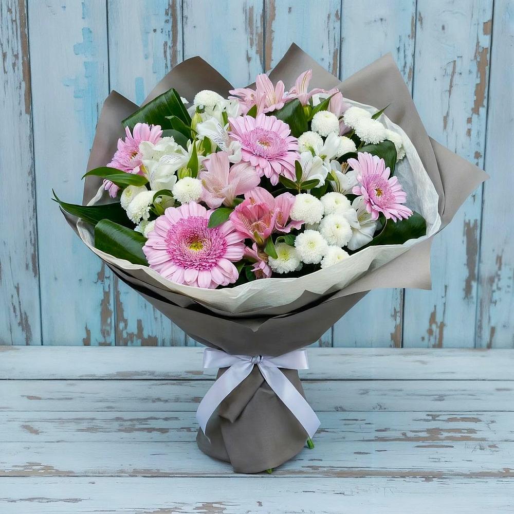 Букет цветов из: Герберы, Альстромерии и Хризантемы в Михайловском Республика Северная Осетия - Алания