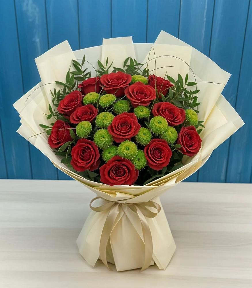 Букет цветов из: Розы и Хризантемы в Михайловском Республика Северная Осетия - Алания