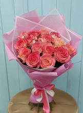 Букет 15 Розовых роз Равель в Михайловском Республика Северная Осетия - Алания